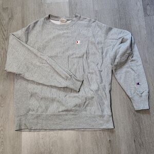 Champion Reverse Weave Crewneck Sweatshirt Men Large Gray Blank Y2k Fleece